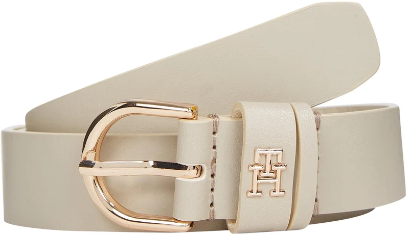 Tommy Hilfiger Donna Cintura Essential Effortless 2,5 cm Cintura in Pelle, Beige (Sugarcane), 95 cm