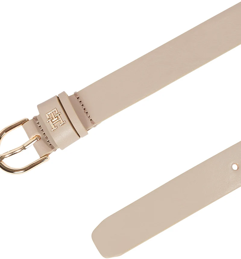 Tommy Hilfiger Donna Cintura Essential Effortless 2,5 cm Cintura in Pelle, Beige (Sandalwood), 70 cm