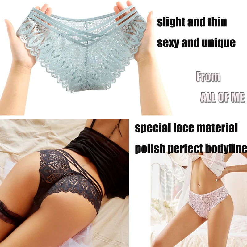 ALL OF ME Mutande Donna Brasiliano Slip Donna Pizzo Sexy Culotte Donna Lace Intimo Seducente Set Trasparente Vita Bassa Underwear Pacco da 6,M