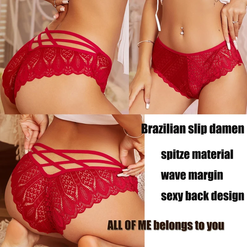 ALL OF ME Mutande Donna Brasiliano Slip Donna Pizzo Sexy Culotte Donna Lace Intimo Seducente Set Trasparente Vita Bassa Underwear Pacco da 6,M