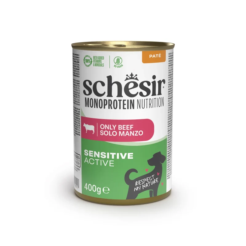 6x400g Schesir Cane Monoprotein Nutrition Active Manzo Paté