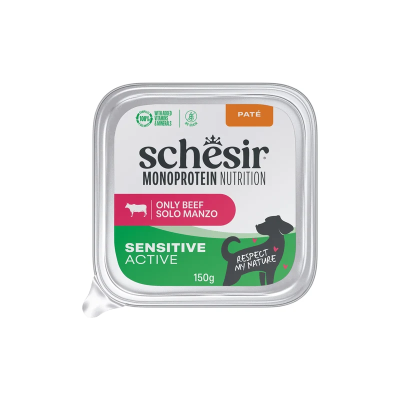 10x150g Schesir Monoprotein Nutrition Active Manzo Paté