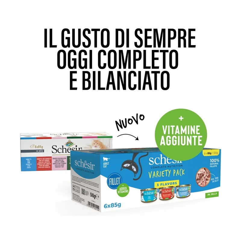 6x85g Schesir Cat in Jelly Mix Pesce e Carne - Umido Gatto