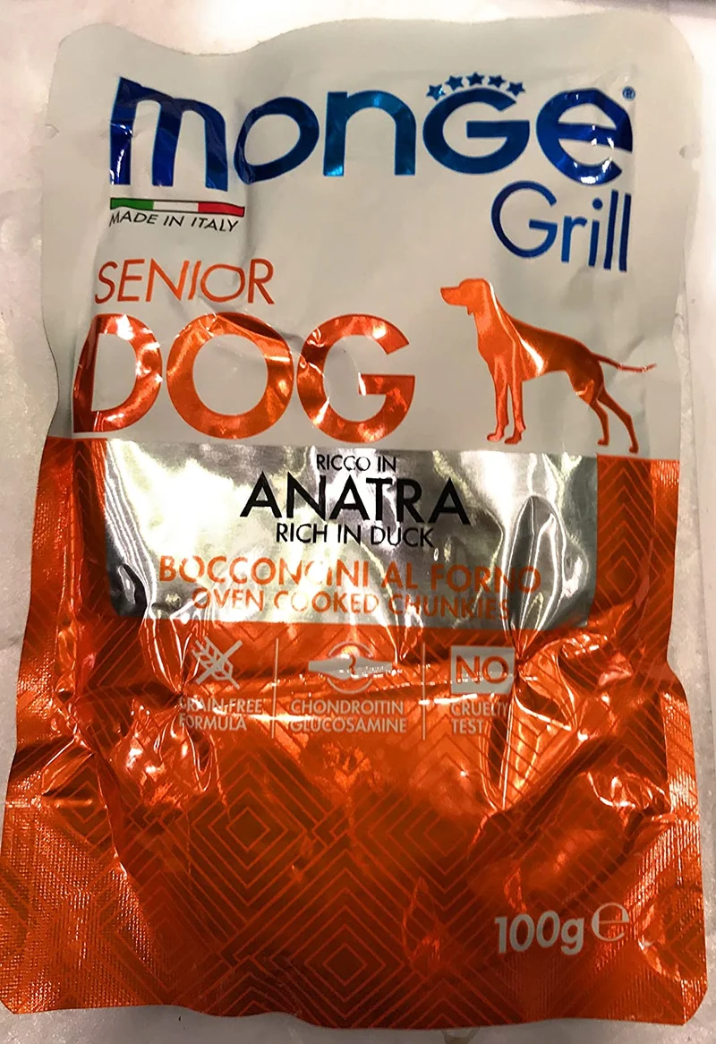 24x100g Monge Grill Bocconcini Anatra Senior Cane