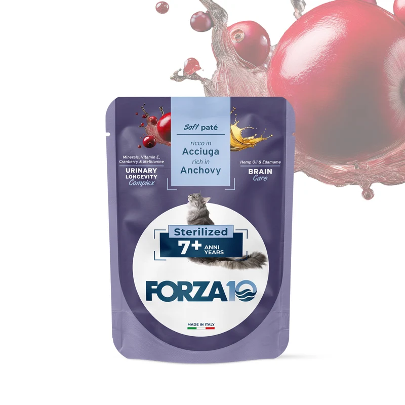 FORZA10 BotaniCat Adult 7+ Sterilised Paté con Acciuga Gatto 80g