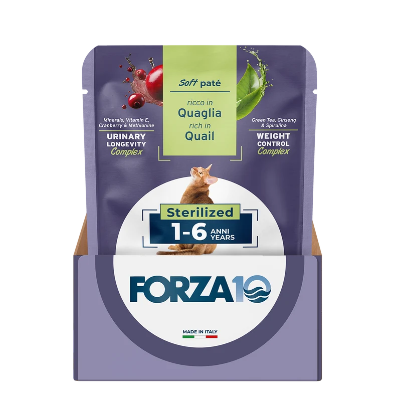 FORZA10 Maintenance Cat Adult 1-6 anni Sterilised Quaglia patè 80g busta