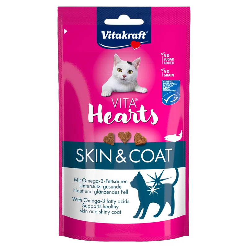 VITAKRAFT Snack Gatto Vita Hearts Skin&Coat 40gr