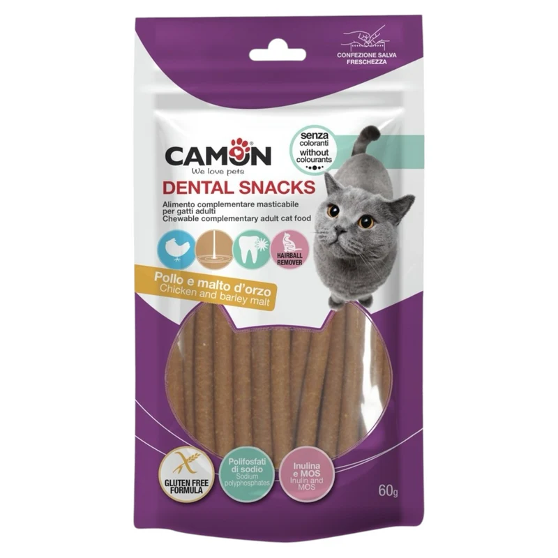 CAMON Snack Gatto Bastoncini di Pollo e Malto 60gr