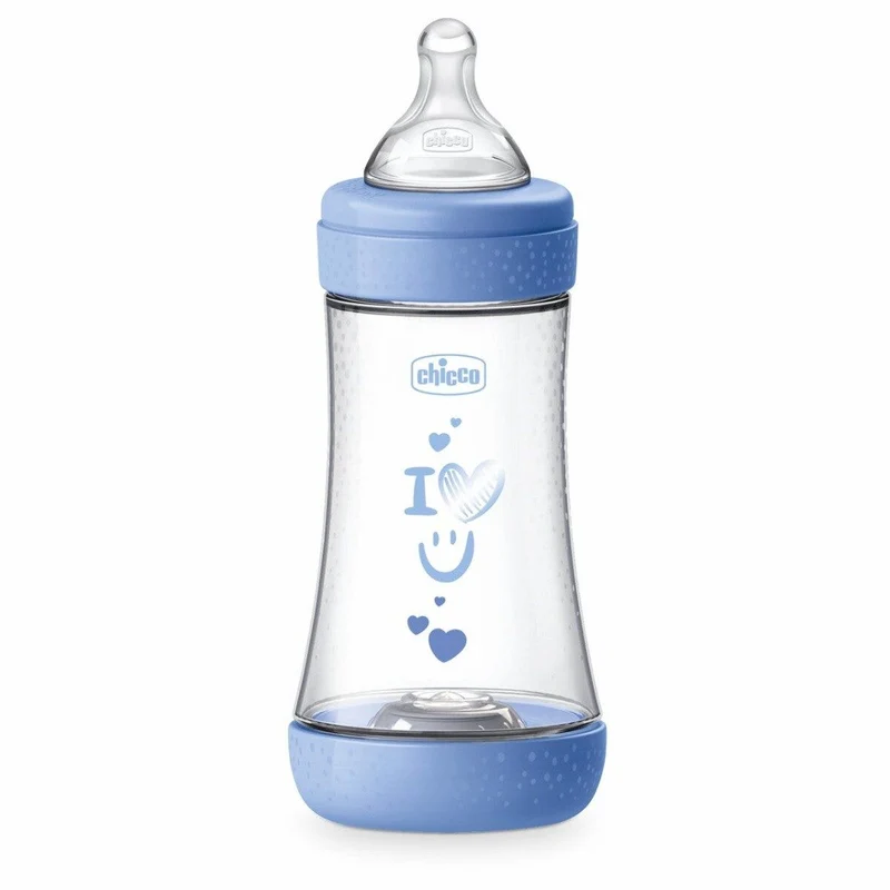 Chicco Biberon Neonato Perfect 5 Biberon Azzurro Flusso Medio 240 ml 2Mesi+
