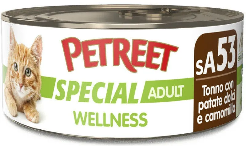 Petreet Wellness Tonno Con Patate Camomilla Cibo Umido Gatto Adulto Barattolo 70g