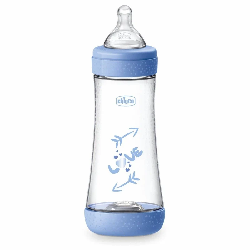 Chicco Biberon Neonato Perfect 5 Biberon Azzurro Flusso Veloce 300 ml 4Mesi+
