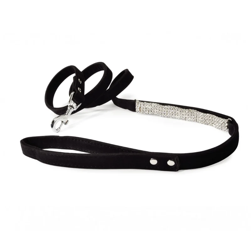 Camon Guinzaglio in velluto con strass