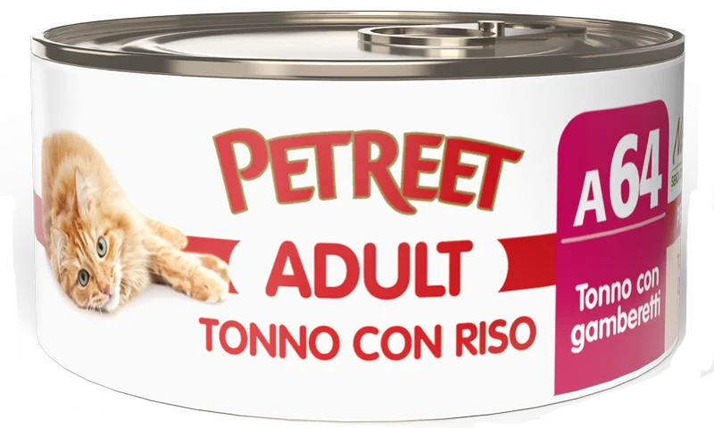 PETREET Cat A64 Tonno e Gamberetti con Riso 70gr
