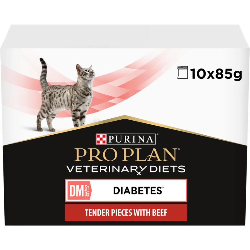 10x85g Pro Plan Veterinary Diets Feline DM St/Ox Diabetic Manzo Gatto