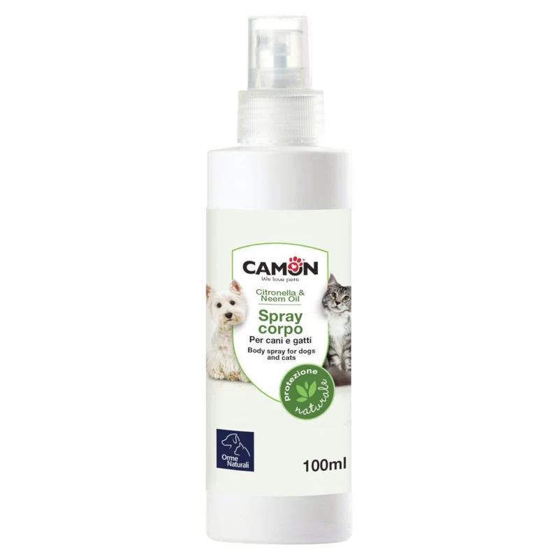CAMON Spray corpo per cani e gatti con Citronella e Olio di Neem 100ml