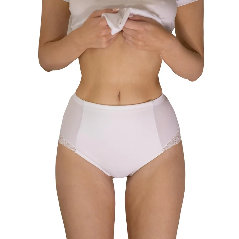 Mutande Contenitive Donna in Pizzo e Vita Alta – Eleganti e comode, Slip Donna Cotone e Pizzo Made in Italy, Disponibili in Bianco, Nero e Nudo (IT, Testo, M, Regular, Regular, Bianco)