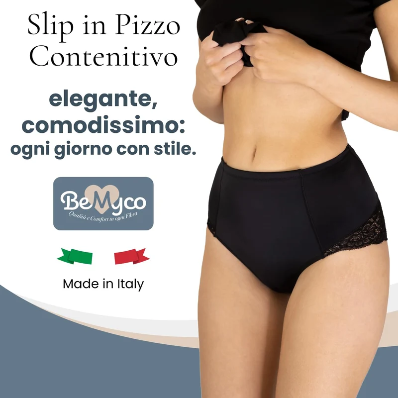 Mutande Contenitive Donna in Pizzo e Vita Alta – Eleganti e comode, Slip Donna Cotone e Pizzo Made in Italy, Disponibili in Bianco, Nero e Nudo (IT, Testo, M, Regular, Regular, Bianco)