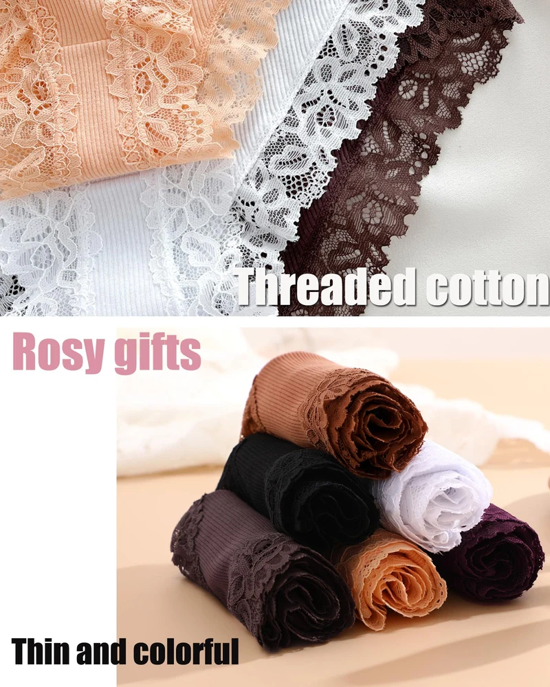 ALL OF ME Confezione da 6 Pezzi di Biancheria Intima da Donna in Cotone Brasiliano, Slip in Pizzo Morbido Hipster Sexy Panties, Mutandine da Donna, Mutandine morbide, Taglie S-XL, Serie A-6, M