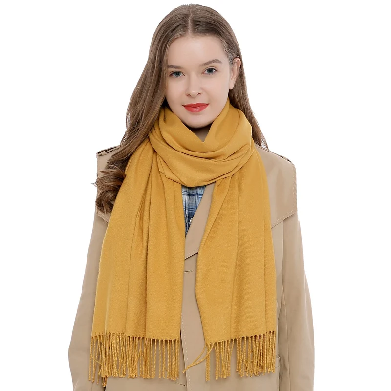DonDon Sciarpa Donna Invernale Sciarpa Inverno Scialle Stola morbida e calda 185 x 65 cm - giallo