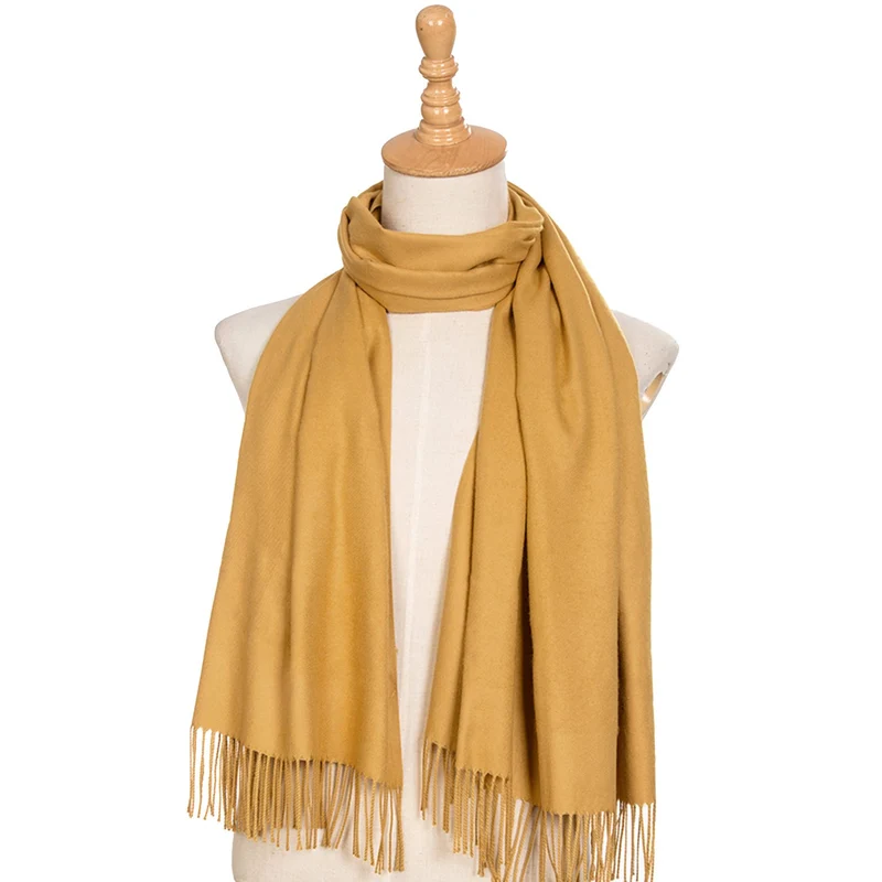 DonDon Sciarpa Donna Invernale Sciarpa Inverno Scialle Stola morbida e calda 185 x 65 cm - giallo