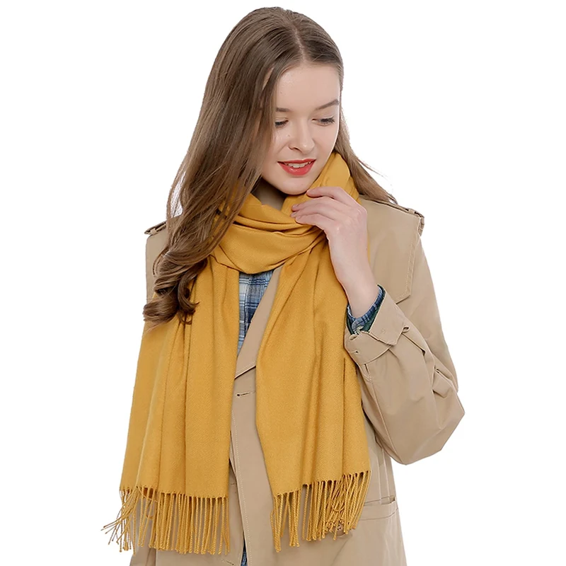 DonDon Sciarpa Donna Invernale Sciarpa Inverno Scialle Stola morbida e calda 185 x 65 cm - giallo