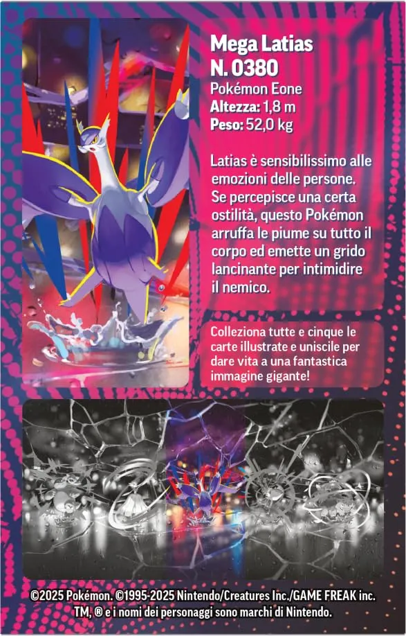 Pokémon: miniscatola da collezione Megaeroi (Mega Latias) del GCC Pokémon (un foglio di adesivi, una carta con l’illustrazione della miniscatola e due buste di espansione)