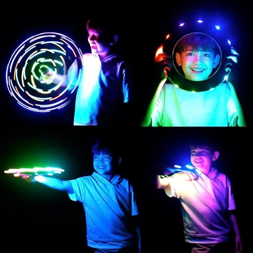 TOSY Flying Ring - 16 milioni di colori RGB o 12 LED, luminoso, modalità smarrimento, accensione automatica, impermeabile, frisbee leggero, regalo di compleanno e di Natale per ragazzo/ragazza/bambino