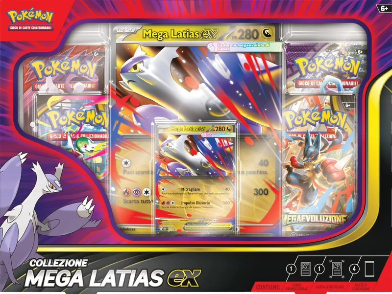 Pokémon: collezione Mega Latias-ex del GCC Pokémon (una carta promozionale olografica, una carta lenticolare gigante e quattro buste di espansione)