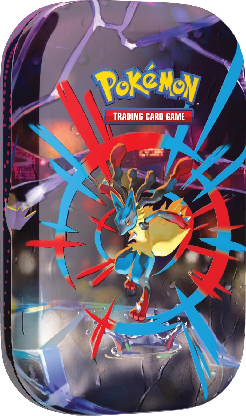 Pokémon: miniscatola da collezione Megaeroi (Mega Lucario) del GCC Pokémon (un foglio di adesivi, una carta con l’illustrazione della miniscatola e due buste di espansione)