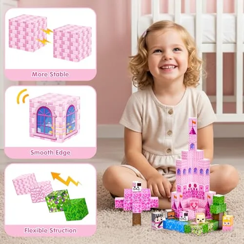 ECHOBUY Costruzioni Magnetiche, 100 Pezzi Giochi Cubi Magnetici, Blocchi Magnetic per Bambini Magnetic Building Blocks dai 3+ Giocattoli Montessori STEM Regali per Ragazzi e Ragazze
