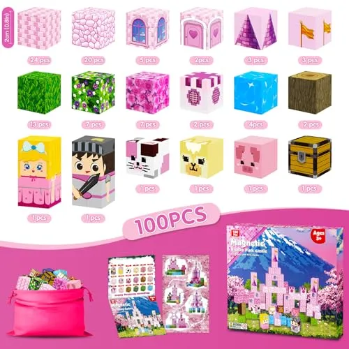 ECHOBUY Costruzioni Magnetiche, 100 Pezzi Giochi Cubi Magnetici, Blocchi Magnetic per Bambini Magnetic Building Blocks dai 3+ Giocattoli Montessori STEM Regali per Ragazzi e Ragazze