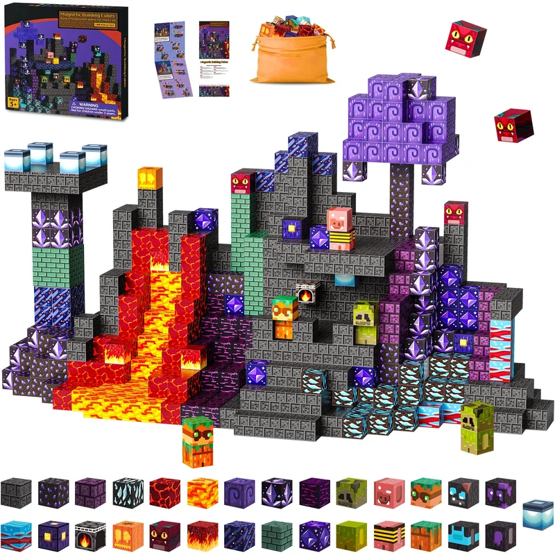 ECHOBUY Costruzioni Magnetiche, 100 Pezzi Giochi Cubi Magnetici, Blocchi Magnetic per Bambini Magnetic Building Blocks dai 3+ Giocattoli Montessori STEM Regali per Ragazzi e Ragazze