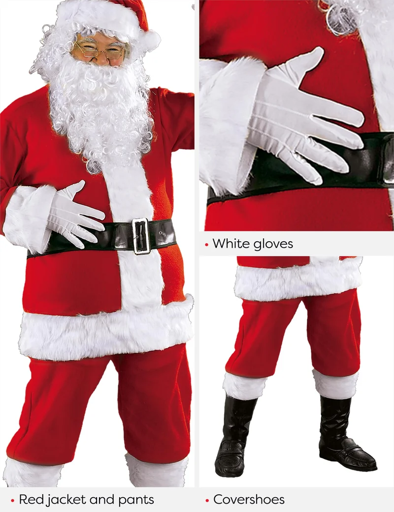Rubies Costume Babbo Natale Deluxe adulti, Vestito completo e parruca con barba, Taglia Unica, Ufficiale Rubies per Natale, Feste, Carnivale, Cosplay