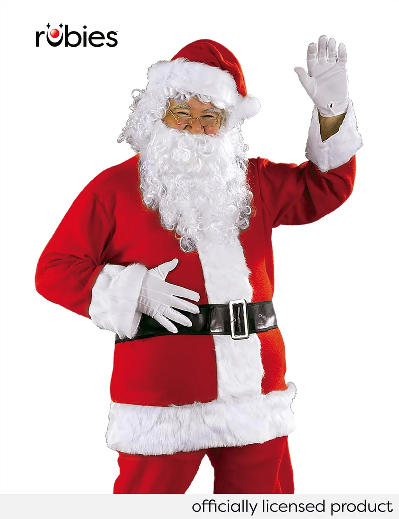 Rubies Costume Babbo Natale Deluxe adulti, Vestito completo e parruca con barba, Taglia Unica, Ufficiale Rubies per Natale, Feste, Carnivale, Cosplay