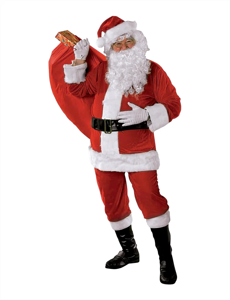 Rubies Costume da Babbo Natale Premium per adulto, completo con barba, taglia unica, Ufficiale, per Natale, Festeggiamenti, Feste