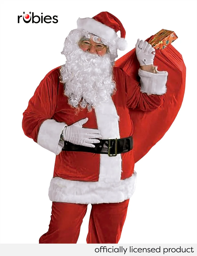 Rubies Costume da Babbo Natale Premium per adulto, completo con barba, taglia unica, Ufficiale, per Natale, Festeggiamenti, Feste