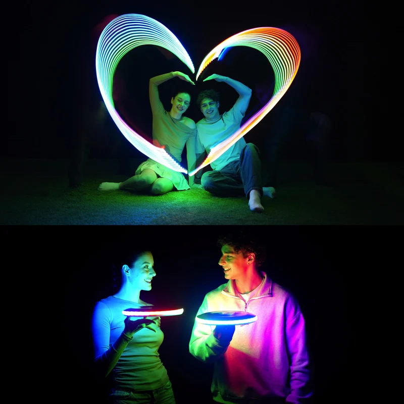 TOSY Disco volante - 16 milioni di colori RGB o 36 LED, estremamente luminoso, modalità intelligenti, illuminazione automatica, ricaricabile, compleanno, regalo di Natale per bambini, frisbee da 175 g