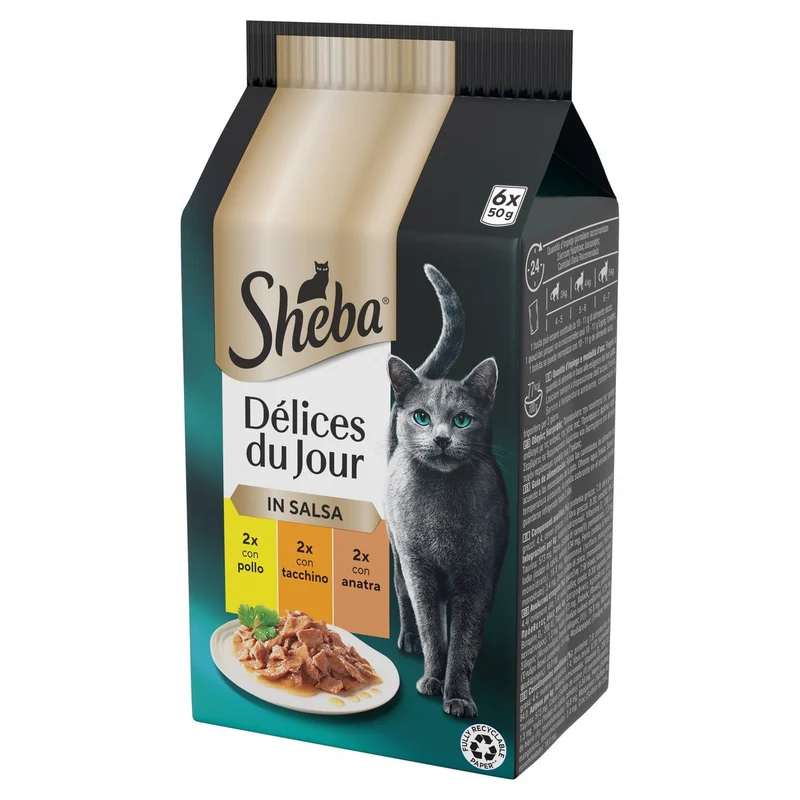 Sheba Delice Du Jour Manzo Pollo Agnello In Salsa Gatto 6 X 50 G
