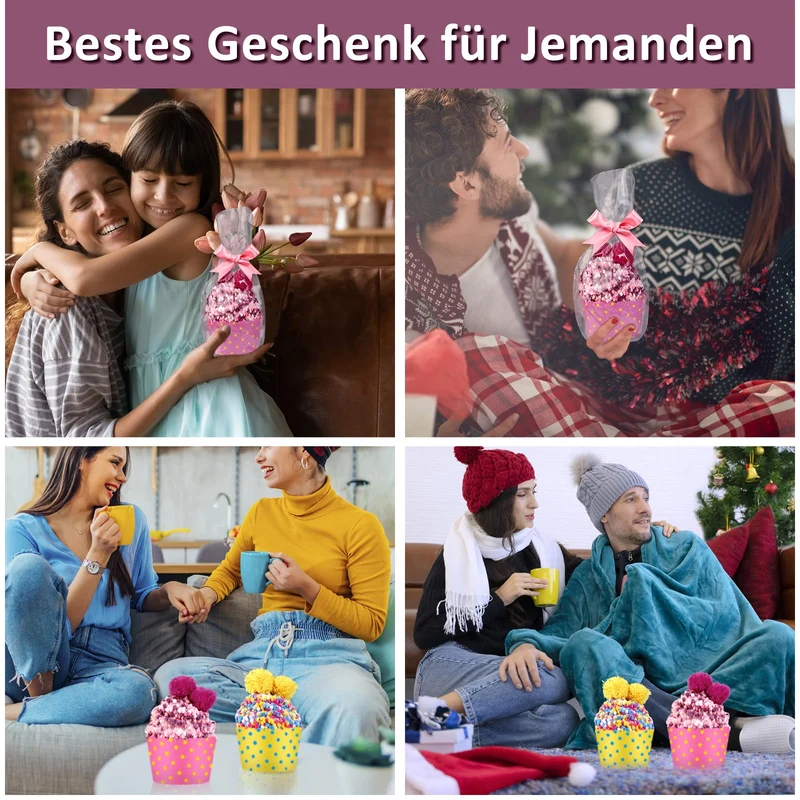 6 Paia Calzini Morbidi Donna Natale Divertenti - Idee Regalo Comodi Caldi Invernali Cupcake Soffici Colorati per Casa - Regali per Ragazze Amica Sorella Mamma
