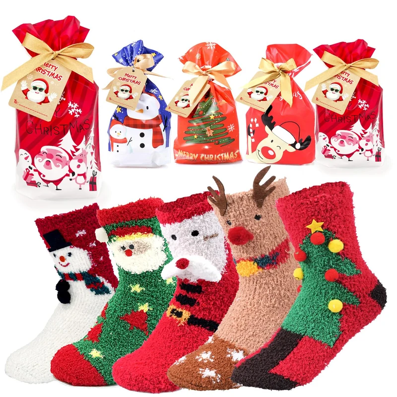 iZoeL Calzini Natalizi Calzini Donna Invernali 5 Paia Calza Natale/Termici/Divertenti/Fantasia - Regalo Natale per Adulti Donne Ragazzo Ragazza