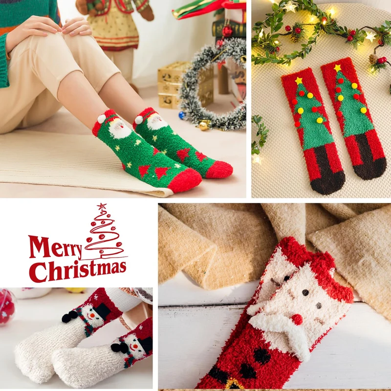 iZoeL Calzini Natalizi Calzini Donna Invernali 5 Paia Calza Natale/Termici/Divertenti/Fantasia - Regalo Natale per Adulti Donne Ragazzo Ragazza