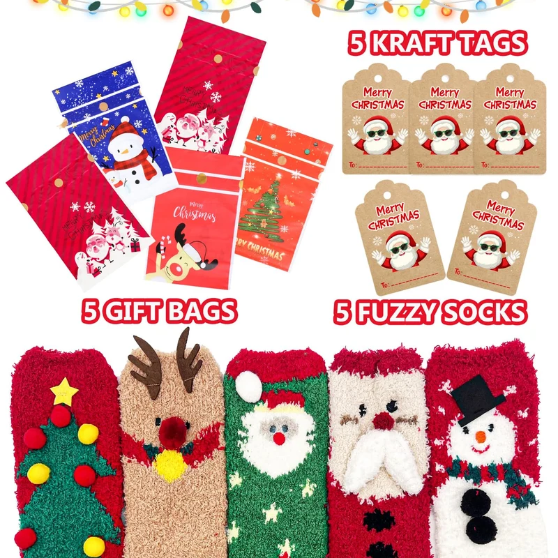 iZoeL Calzini Natalizi Calzini Donna Invernali 5 Paia Calza Natale/Termici/Divertenti/Fantasia - Regalo Natale per Adulti Donne Ragazzo Ragazza