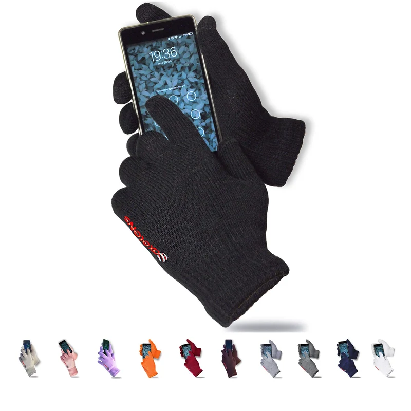 AXELENS Guanti Invernali Touchscreen Donna e Uomo – Lavorati a Maglia con Interno Felpato in Pile – Tattili Capacitive per Smartphone e Tablet – Taglia Unica_Nero