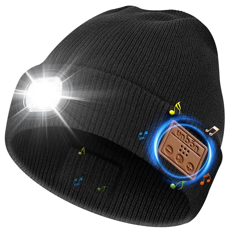UNBON Regalo Uomo, Regali Natale Originali, Idee Regalo Natale 2025, Regali Uomo papà per Lui Compleanno Anniversario Secret Santa, Gadget Tecnologici Utili, Cappello Berretto Bluetooth con Luce LED