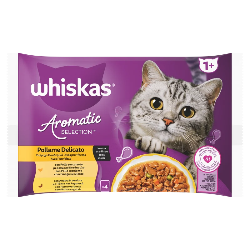 Whiskas Aroma Fragranza Fusioni Gatto Pollame Delicato 4x85g