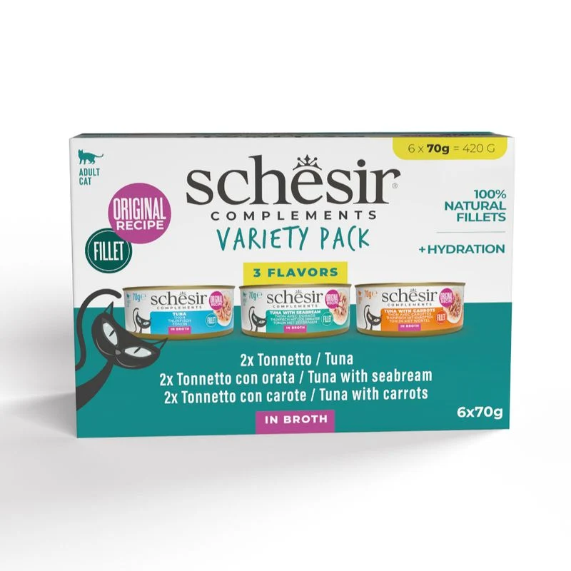 6x70g Schesir Cat in Brodo Mix Tonnetto - Complementare Gatto