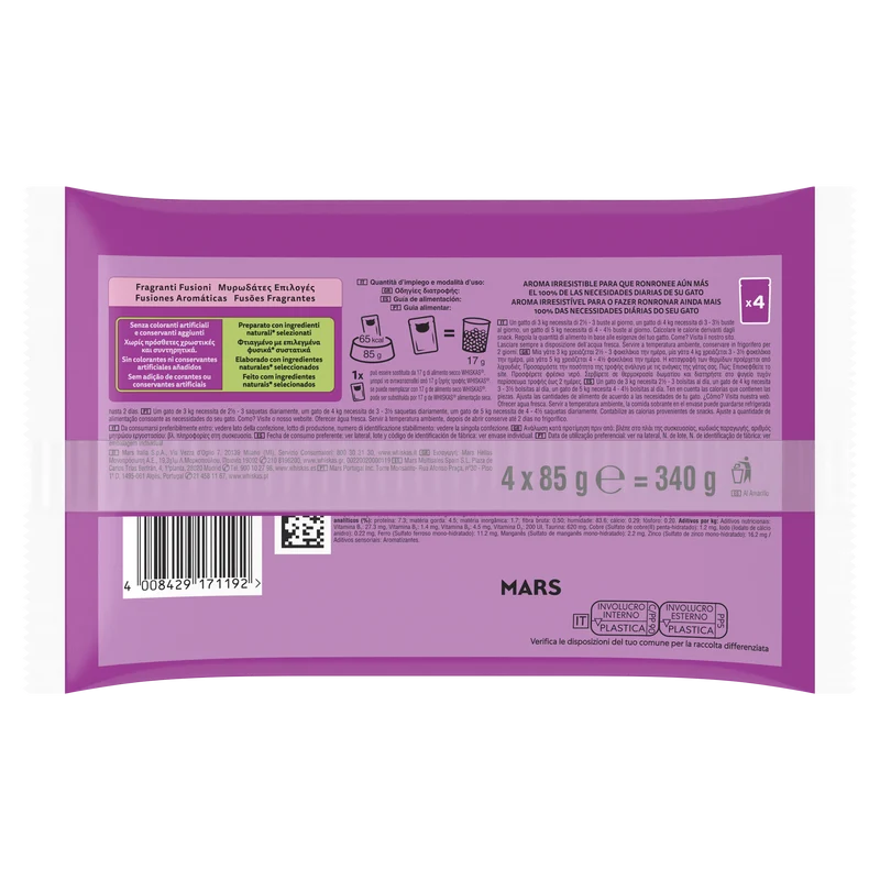 Whiskas Aroma Fragranza Fusioni Gatto 4 X 85 G