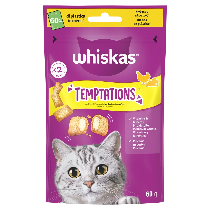 Whiskas Temptations Con Pollo E Formaggio Gatto 180 G