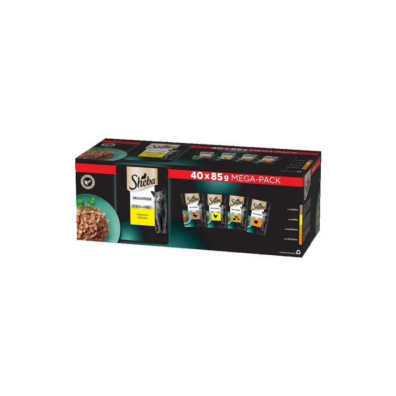 40x85g Sheba Fine Flakes Selezione Pollame in Gelatina - Umido Gatti