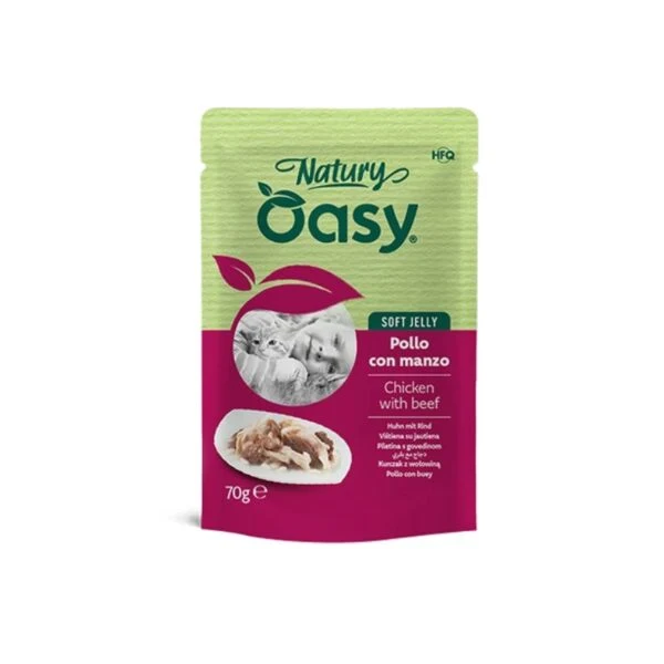 Oasy Natury Soft Jelly Pollo Con Manzo Gatto 70 G